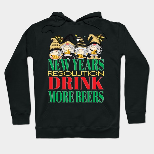 Funny New Years Resolution Drink More Beers Alcohol Gnome Hoodie by Envision Styles